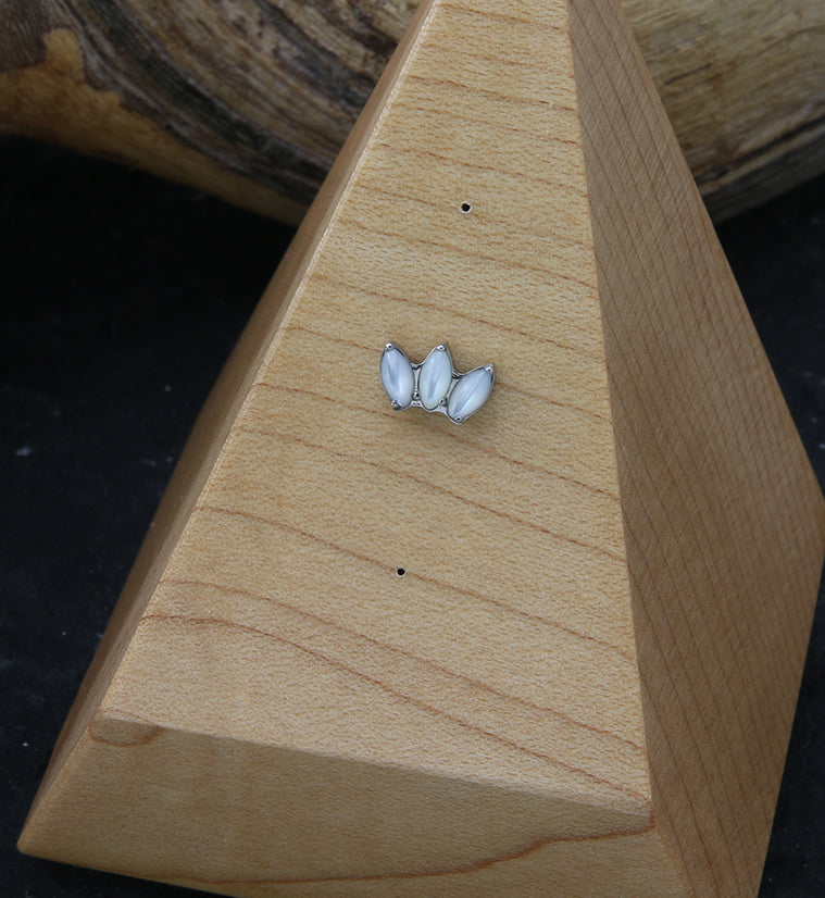 Empress Triple White MOP Stone Threadless Titanium Top