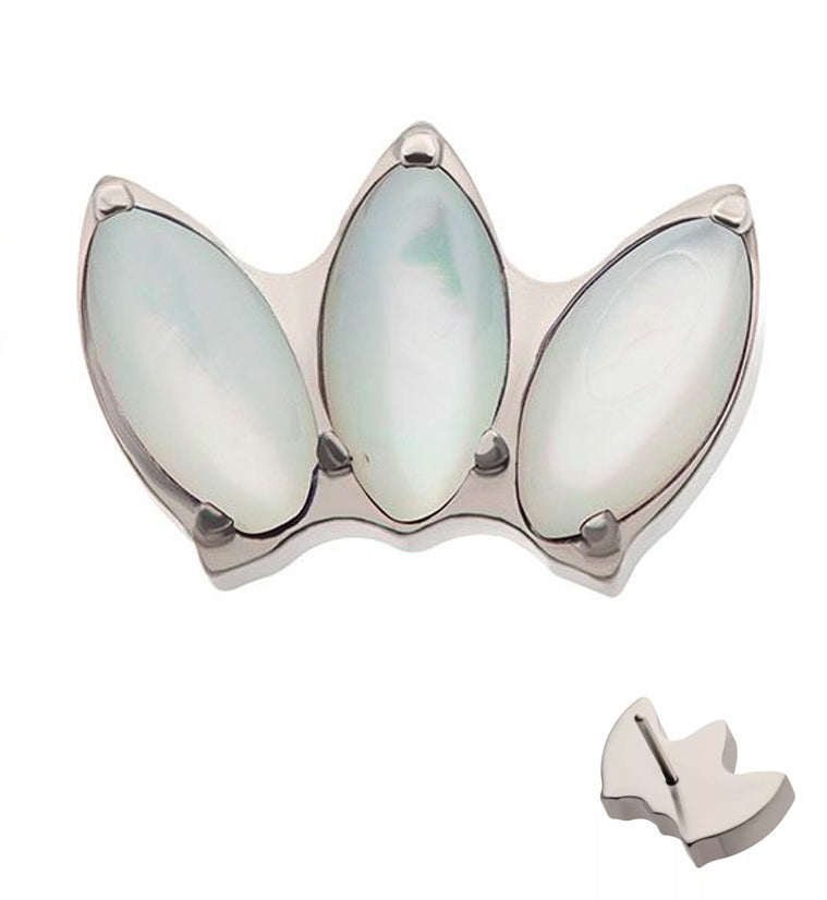 Empress Triple White MOP Stone Threadless Titanium Top