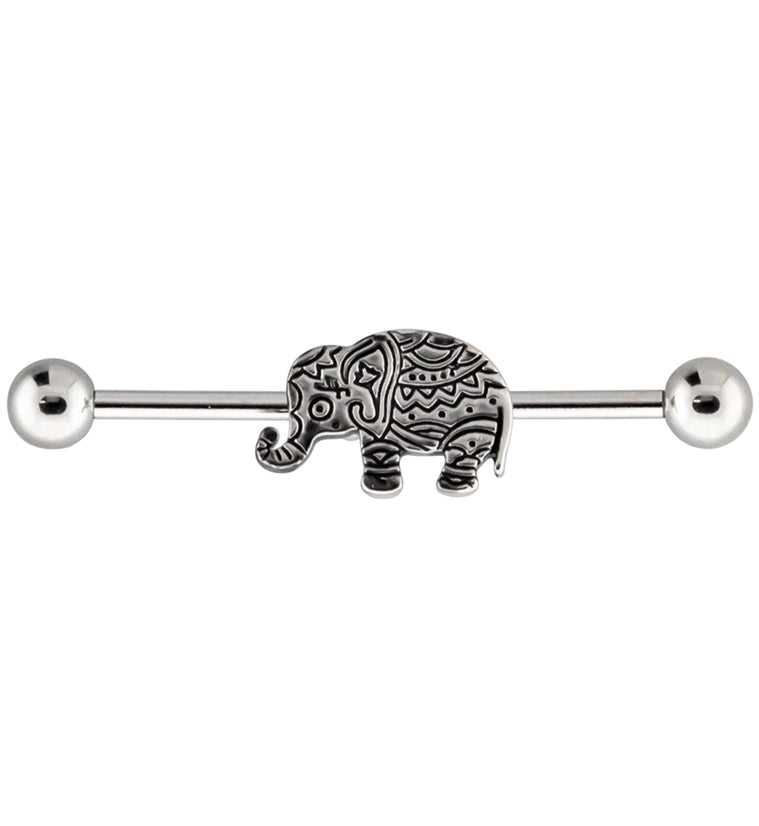 Engraved Elephant Industrial Barbell