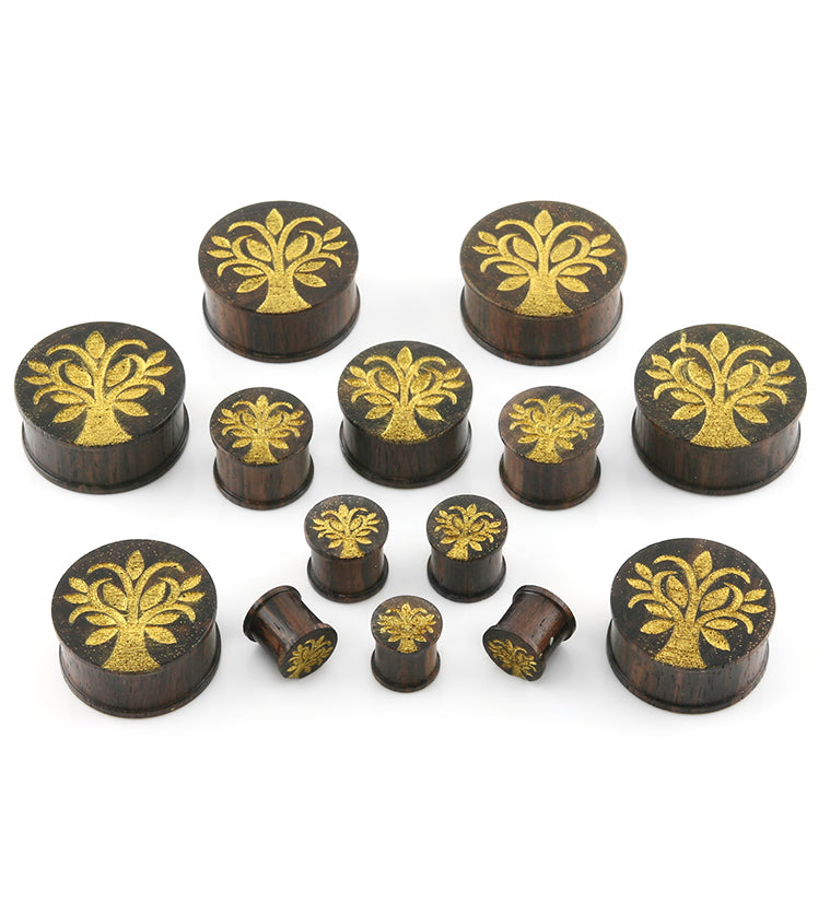 Engraved Filigree Tree Sono Wood Plugs