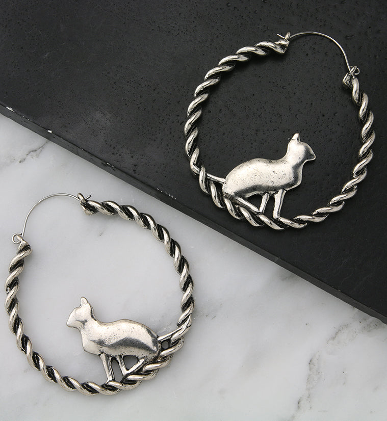Entwine Sitting Cat Plug Hoops