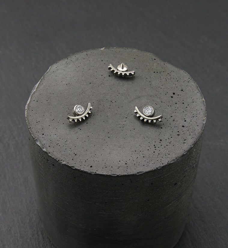 Evil Eye Clear CZ Internally Threaded Titanium Top