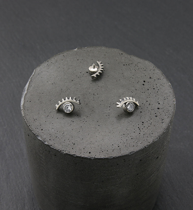 Evil Eye Clear CZ Internally Threaded Titanium Top