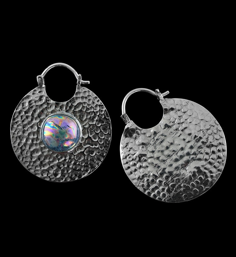 14G Mini Disk Dichroic Glass White Brass Hangers