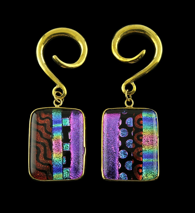 Santa Fe Dichroic Glass Brass Ear Weights Version 6