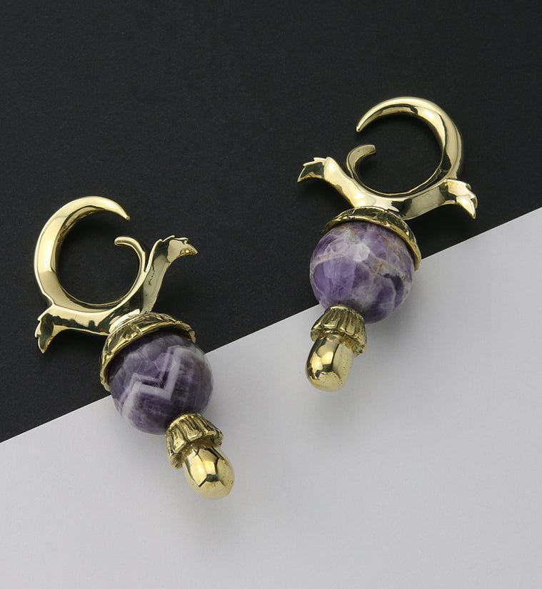 Faceted Amethyst Stone Totum Ear Weights