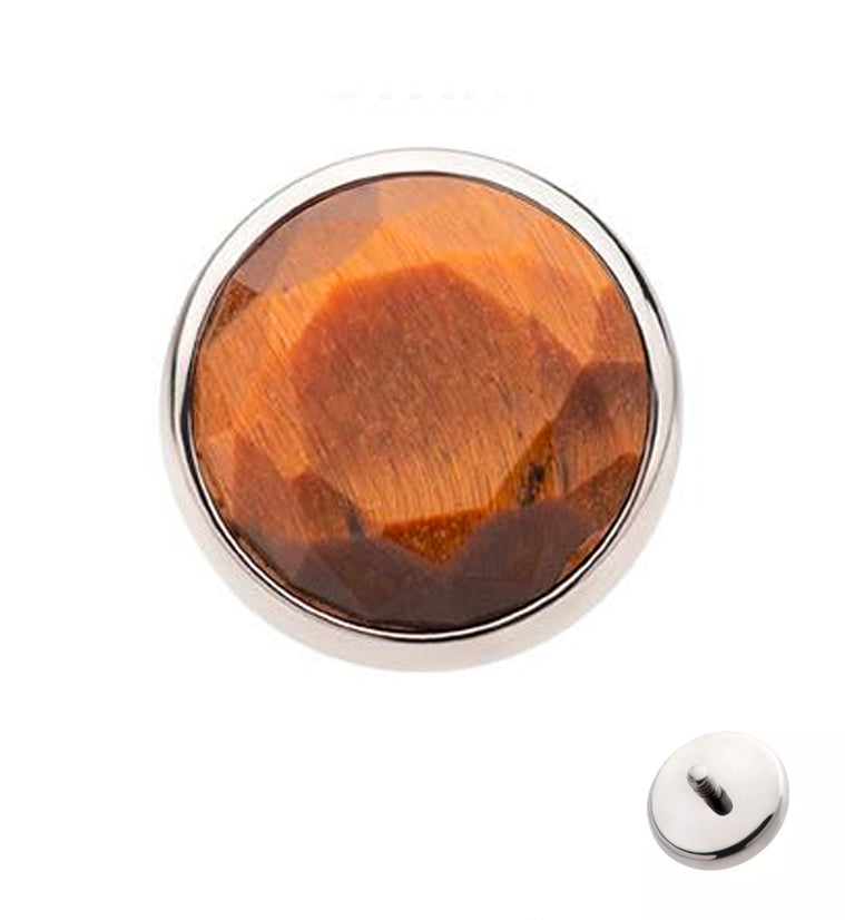 Faceted Tigers Eye Stone Titanium Internally Threaded Top
