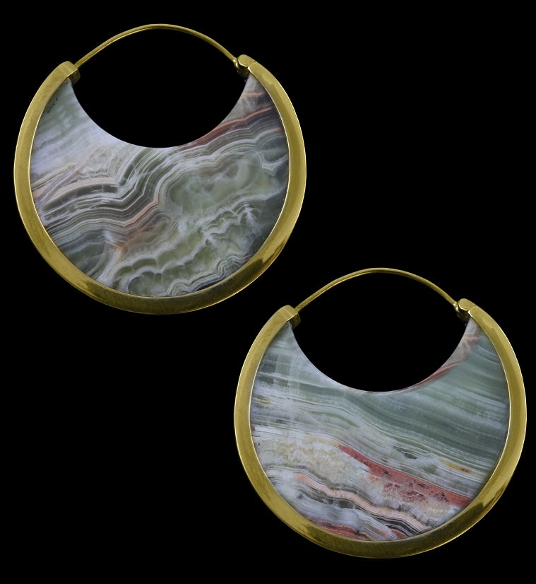 Falcate Green Onyx Stone Ear Weights