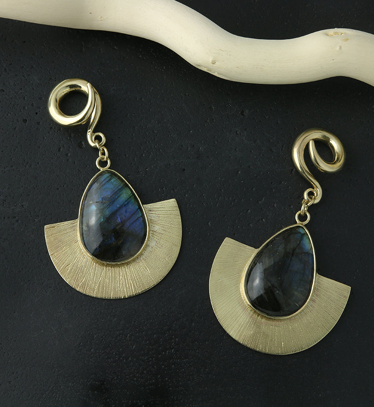 Fault Labradorite Stone Hanging Ear Weights