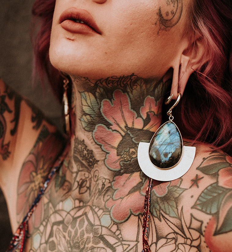 Fault Labradorite Stone Hanging Ear Weights