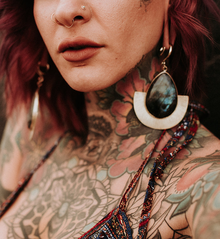 Fault Labradorite Stone Hanging Ear Weights