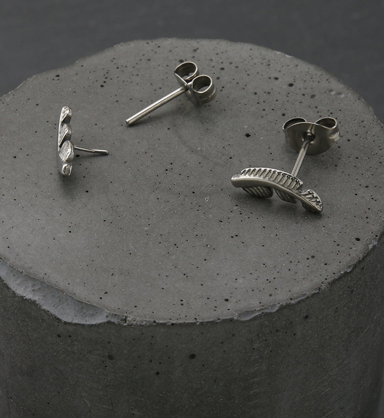 Feather Titanium Threadless Earrings