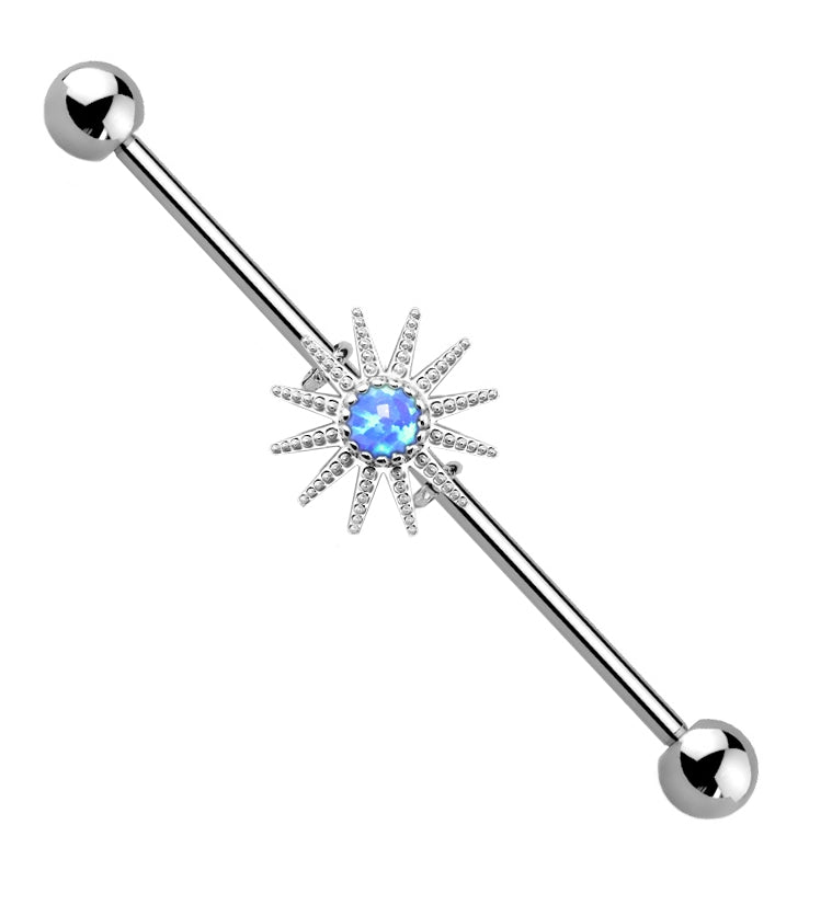 Blaze Blue Opalite Industrial Barbell