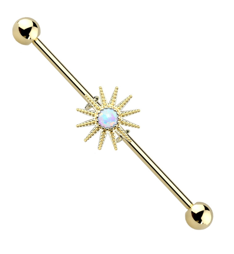 Gold Blaze Opalite Industrial Barbell