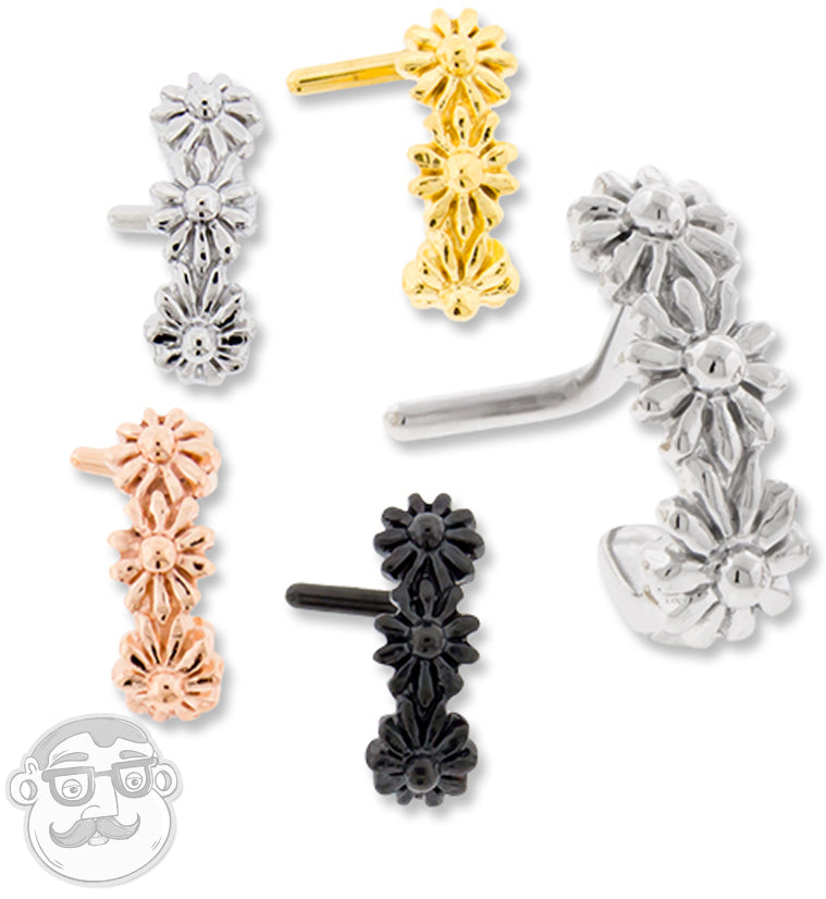 18G Floral Nose Curve Ring