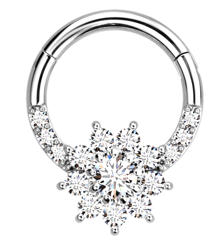 Floret CZ Hinged Segment Ring