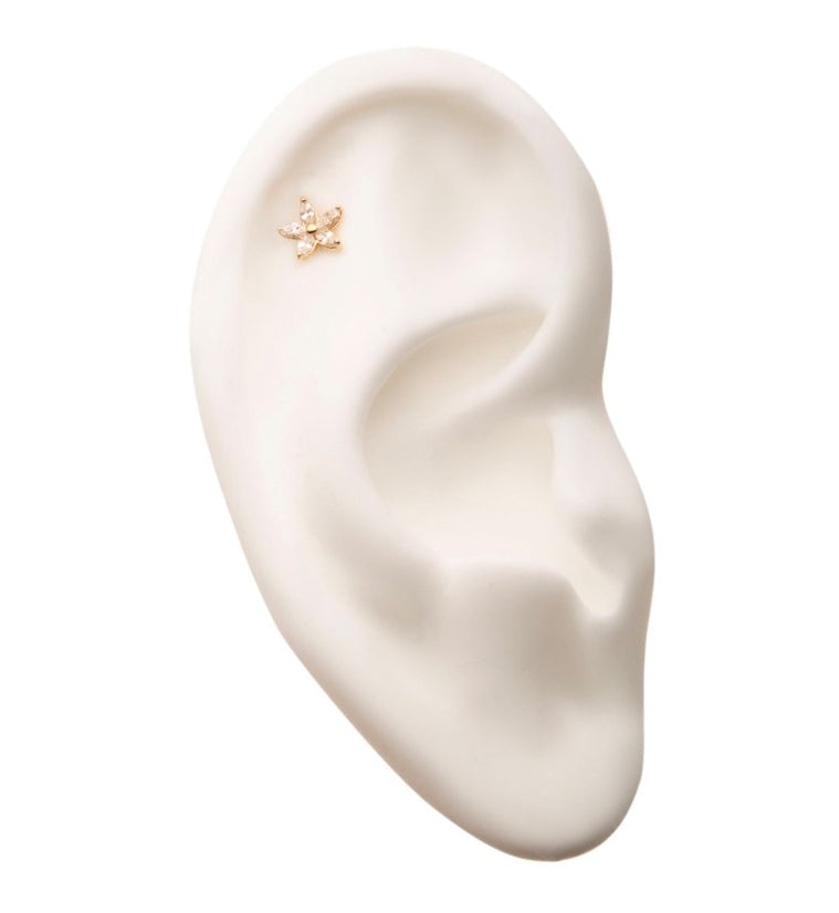 14kt Flower Prong CZ Threadless Top