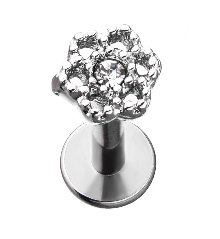 Flower CZ Internally Threaded Labret