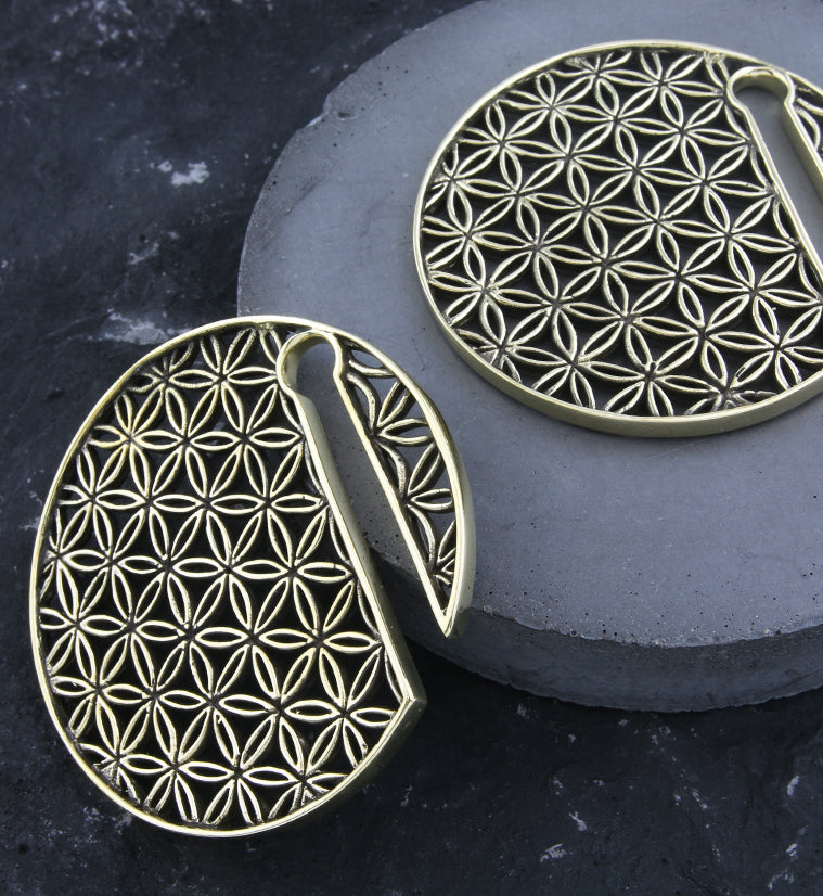 Flower of Life Disk Golden Ear Weights
