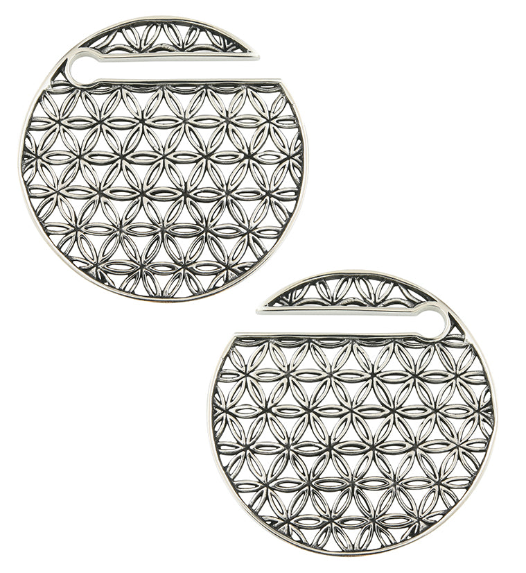 Flower of Life Disk Silver Ear Weights