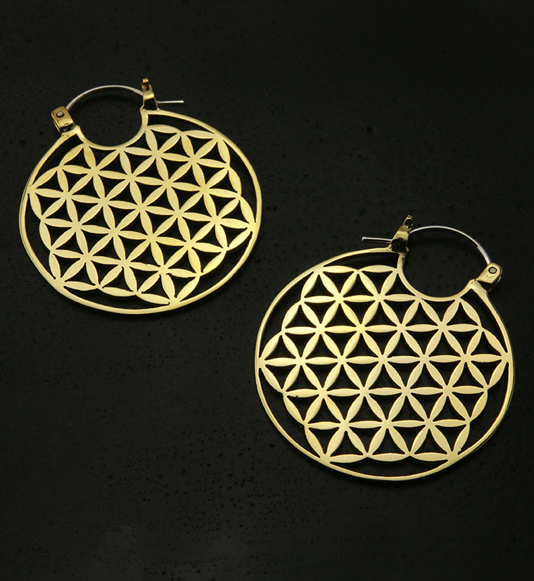 Flower of Life Brass Ear Weights