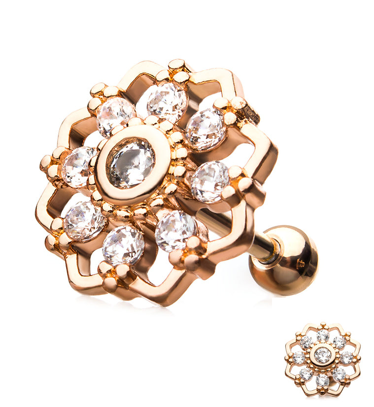 16G Perennial Rose Gold PVD Cartilage Barbell