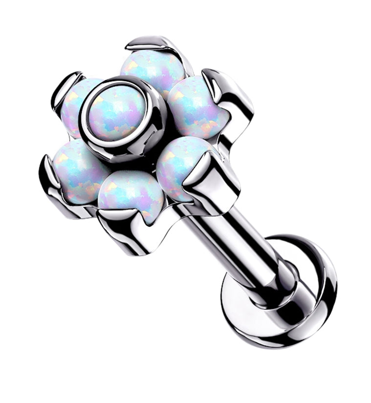 16G Opalite Flower Top Titanium Labret