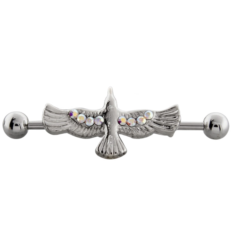 Flying Raven Rainbow Aurora CZ Industrial Barbell