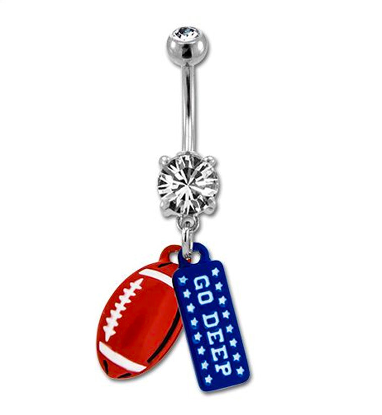 Go Deep Football Belly Button Ring