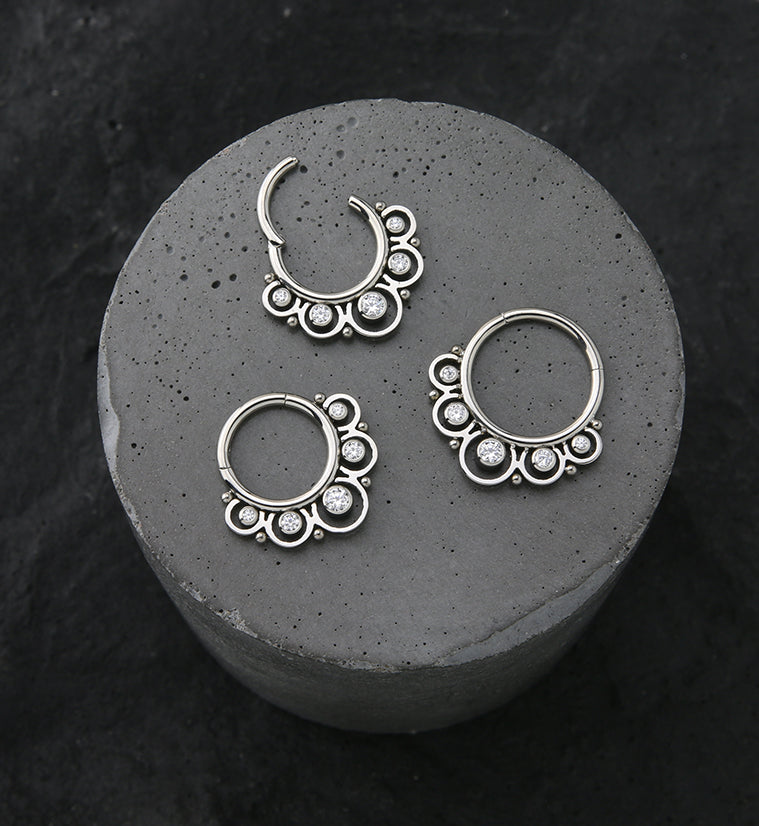 Frill CZ Titanium Hinged Segment Ring