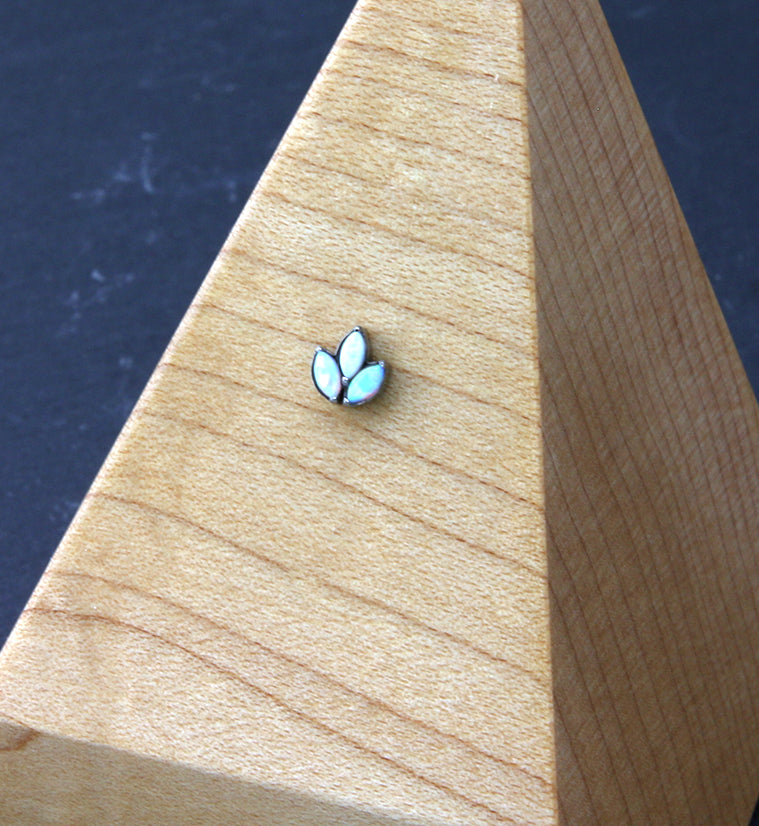 Frond White Opalite Threadless Titanium Top