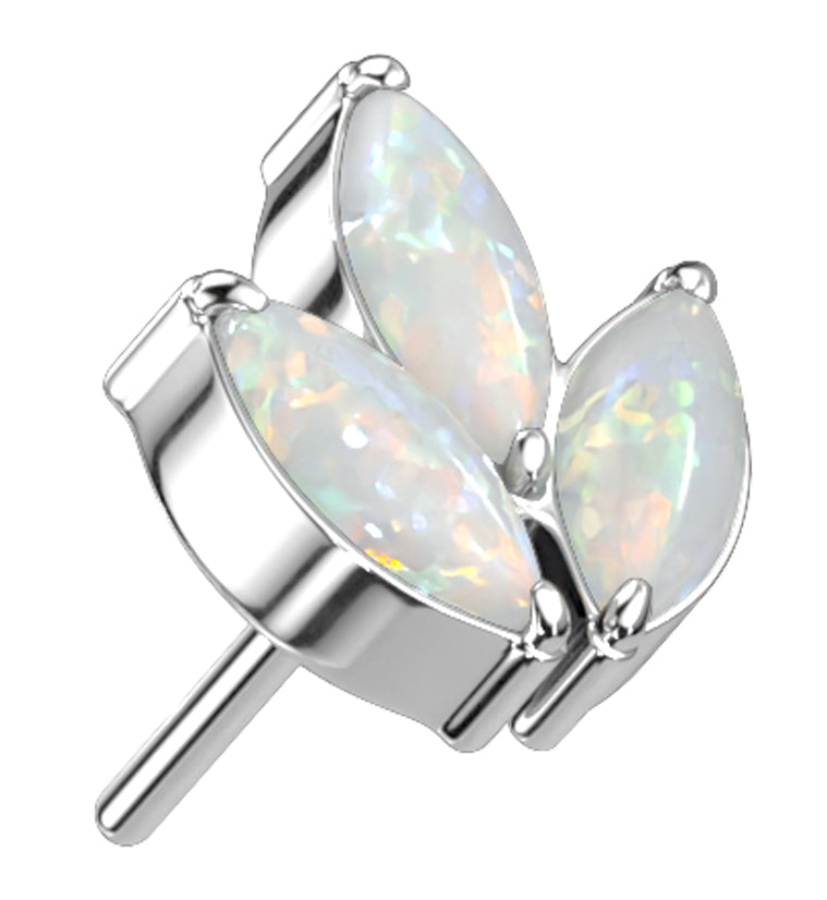 Frond White Opalite Threadless Titanium Top