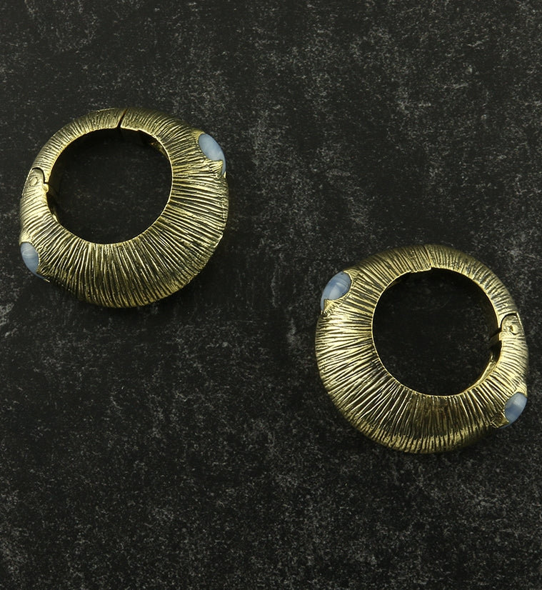 Frontier Blue Lace Agate Stone Hinged Ear Weights