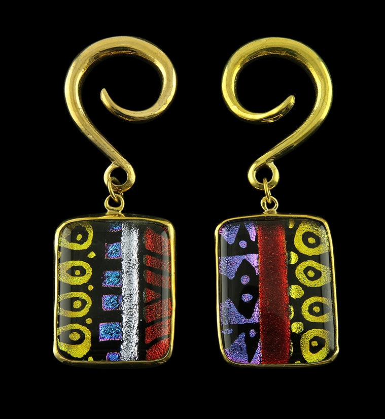 Santa Fe Dichroic Glass Brass Ear Weights Version 7