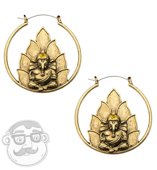 Ganesha Hindu Plug Hoops