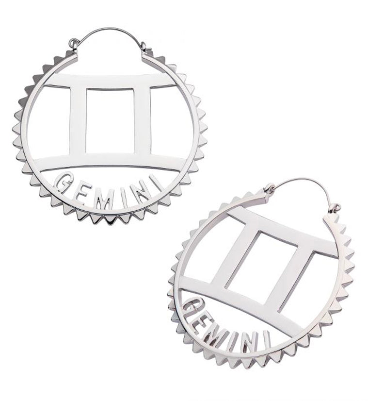 Gemini Sign Plug Hoops