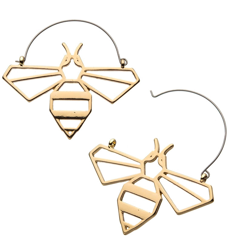 Golden Geo Bumblebee Plug Hoops