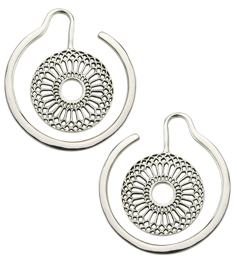 Geo Flower White Brass Ear Weights