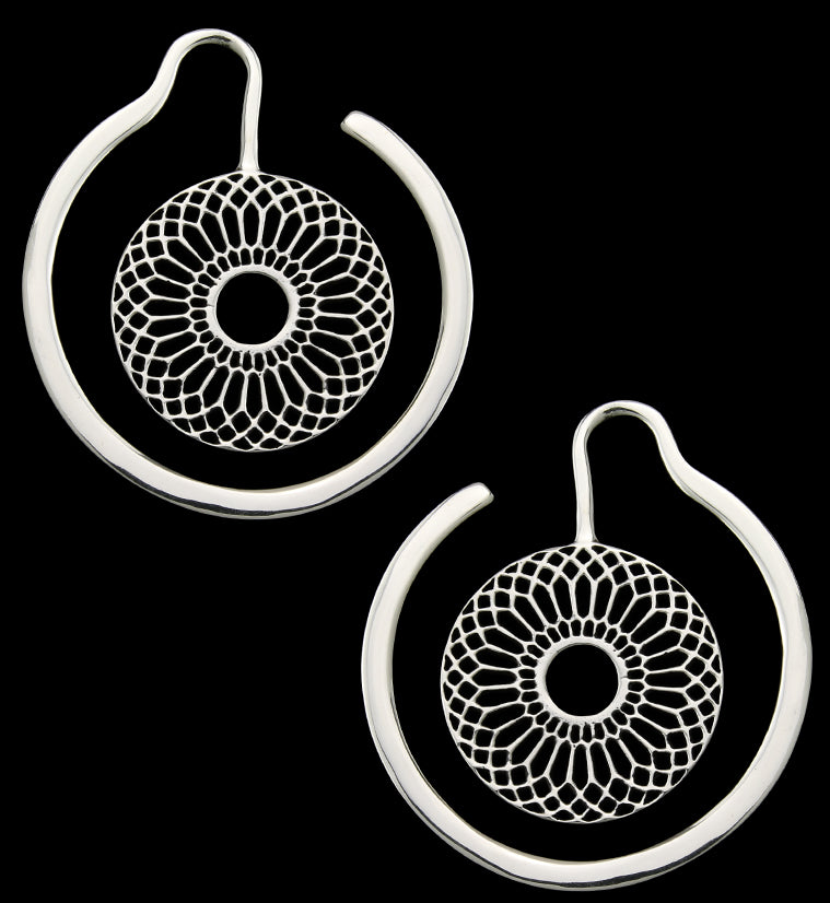 Geo Flower White Brass Ear Weights