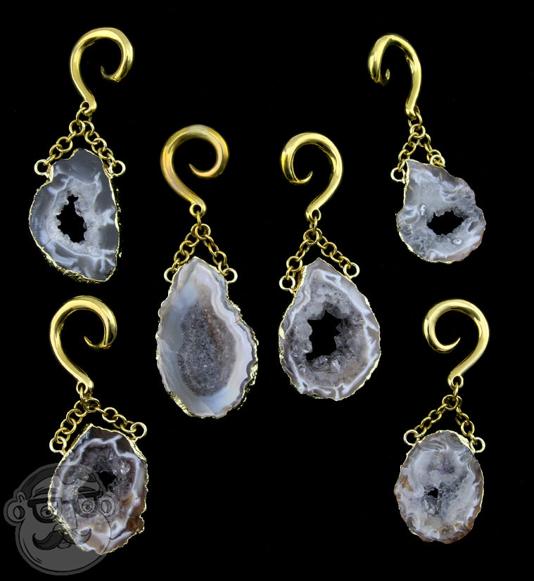 Geode Slice Brass Hangers