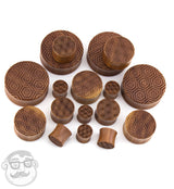 Geometric Honeycomb Engraved Saba Wood Plugs