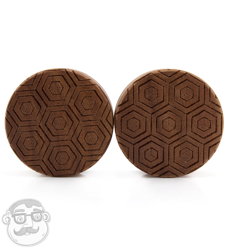 Geometric Honeycomb Engraved Saba Wood Plugs