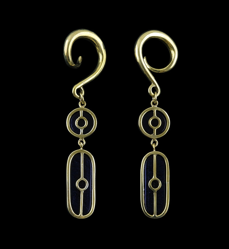 Coral Double Dichroic Plane Glass Brass Ear Weights