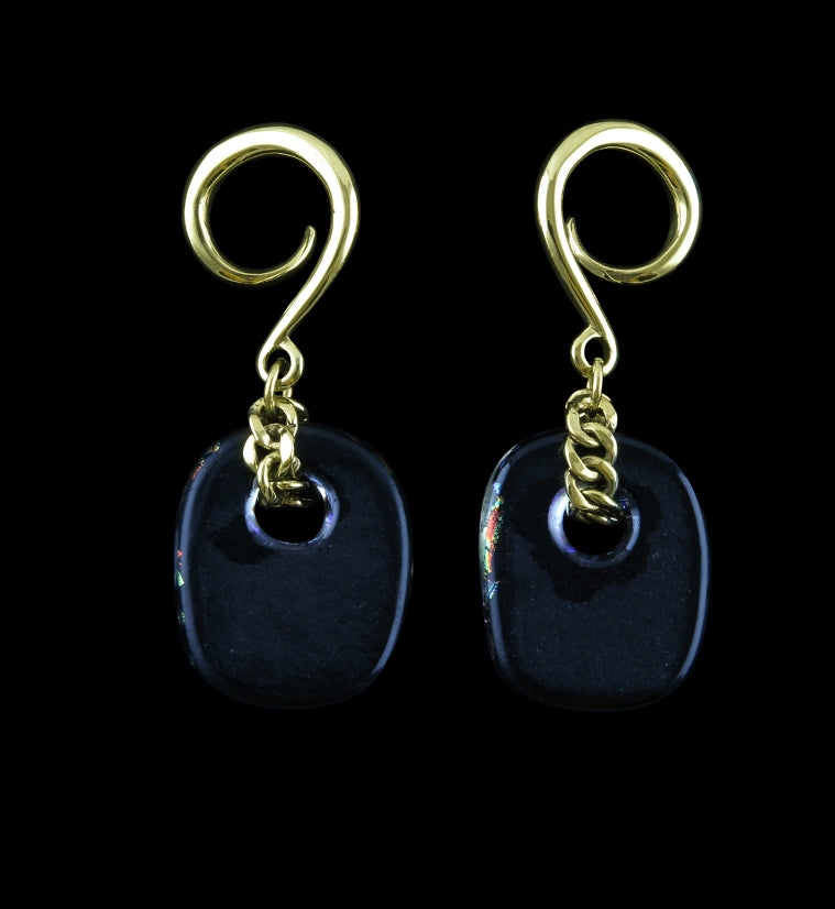 Dichroic Jibe Glass Brass Ear Weights V3