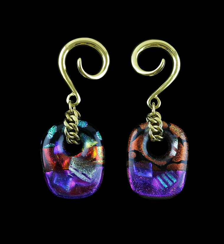 Dichroic Jibe Glass Brass Ear Weights V2