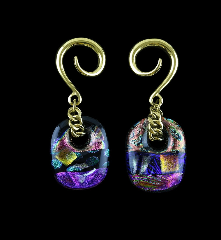 Dichroic Jibe Glass Brass Ear Weights V2