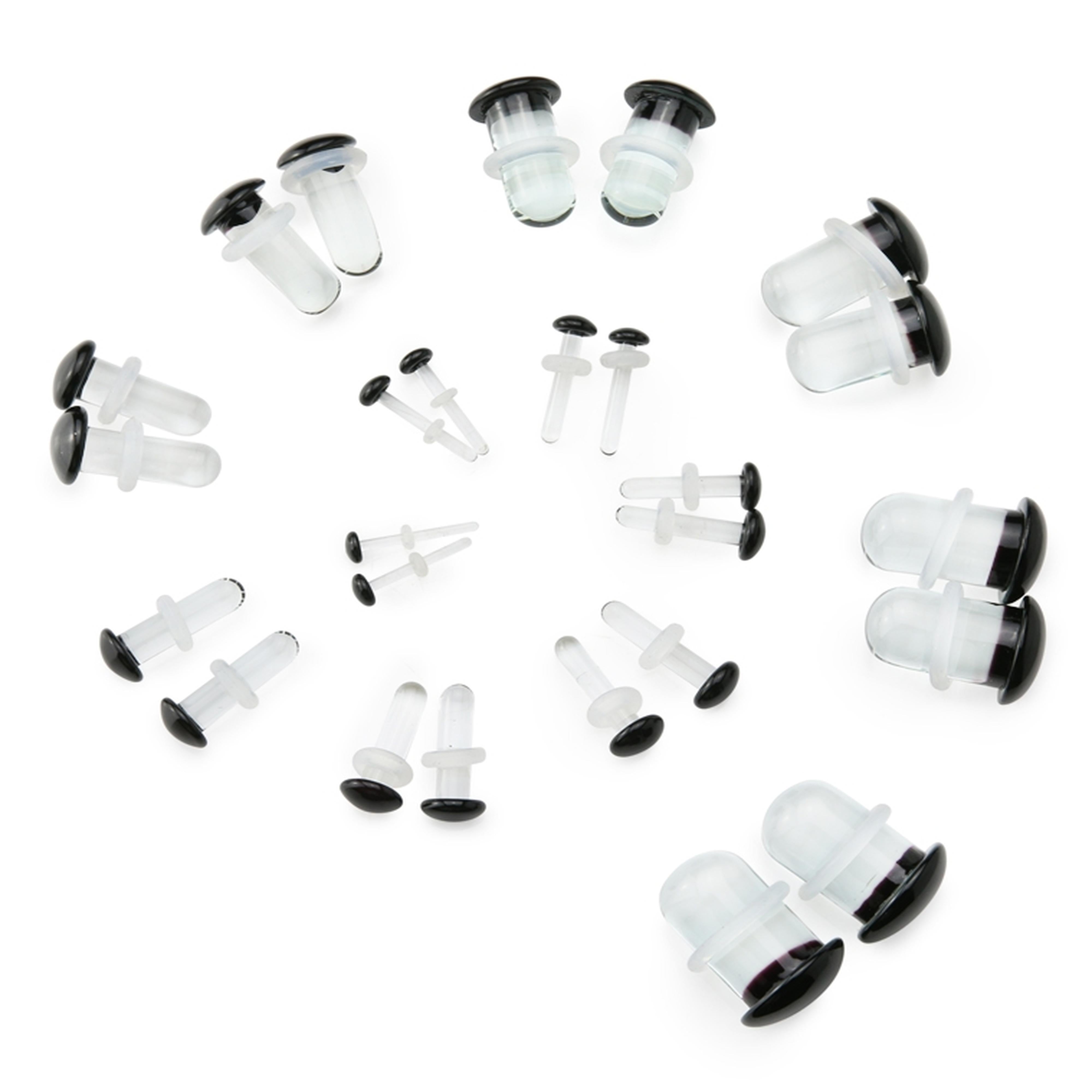 Black Glass Plugs Kit 13 Pairs UrbanBodyJewelry black-glass-plugs-kit-13-pairs-urbanbodyjewelry