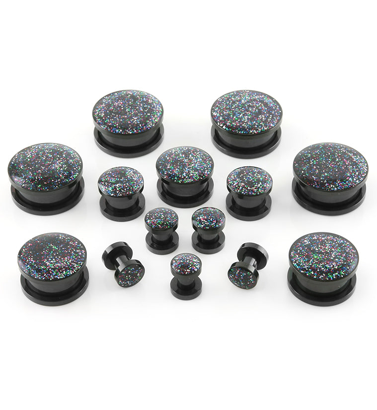 Glitter Color Dome Screw on Steel Plugs