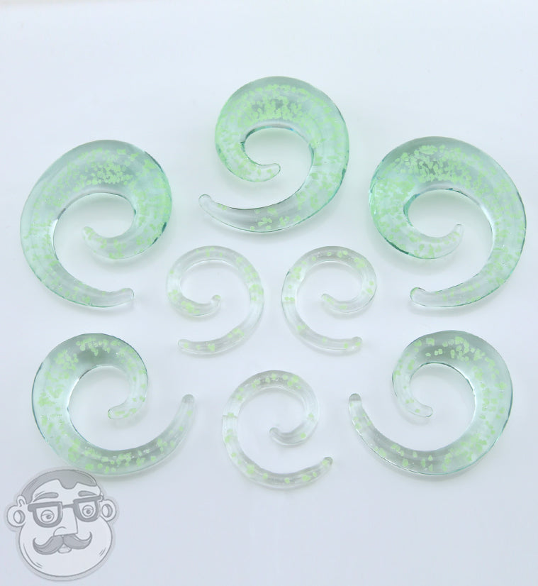 Glow In The Dark Glass Spiral Plugs