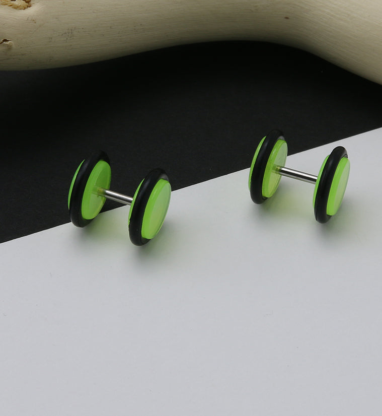 Glow In The Dark Green Fake Plugs With O-Rings